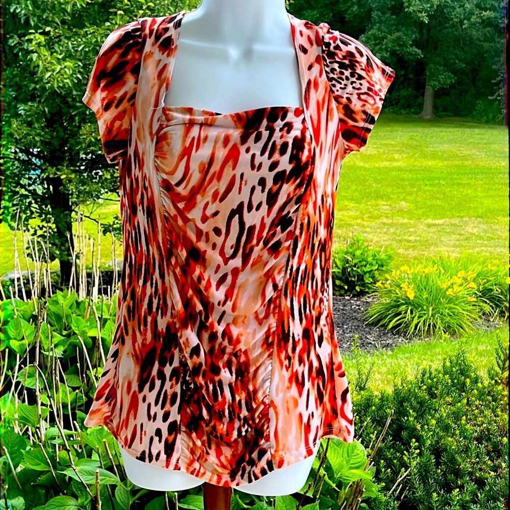 Orange Animal Print Top
